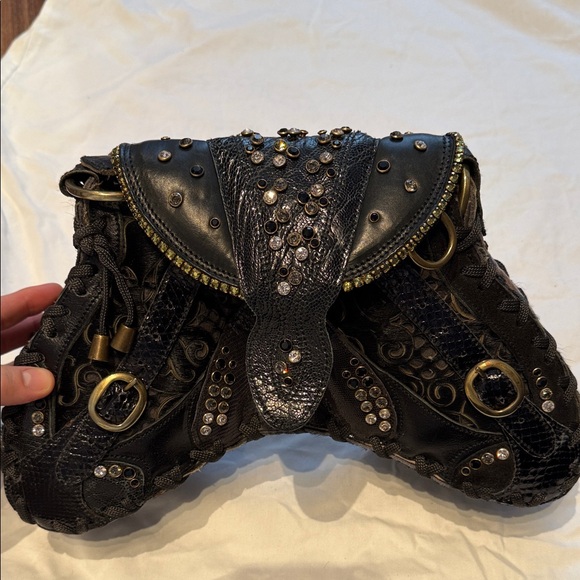 Bracher Emden Black Leather Embellished Women's Bag - Picture 3 of 8